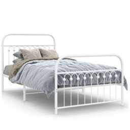 Berkfield Metal Bed Frame Without Mattress With Footboard White 100X190Cm - thumbnail 2