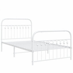 Berkfield Metal Bed Frame Without Mattress With Footboard White 100X190Cm - thumbnail 3