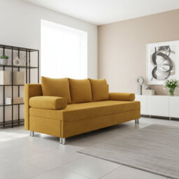 Dover 3 Seater Sofa Bed With Dl Mechanism Bedding Storage 192 Cm Wide Modern Sofa For The Living Room Yellow - thumbnail 1