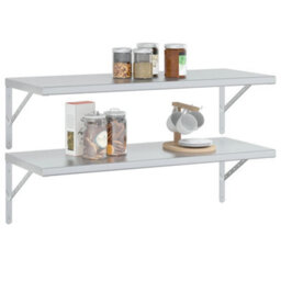 Berkfield Wall Shelves 2 Pcs 100X40 Cm Silver Stainless Steel - thumbnail 4