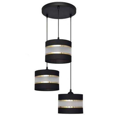 Luminosa Lighting Luminosa Helen Cluster Pendant Ceiling Light Black, Gold 35Cm