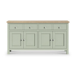 Farro Sage Extra Large Sideboard With Washed Oak Top - Fully Assembled - By Roseland Furniture - thumbnail 2