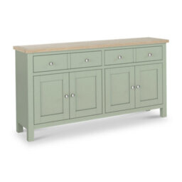 Farro Sage Extra Large Sideboard With Washed Oak Top - Fully Assembled - By Roseland Furniture