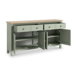 Farro Sage Extra Large Sideboard With Washed Oak Top - Fully Assembled - By Roseland Furniture - thumbnail 6
