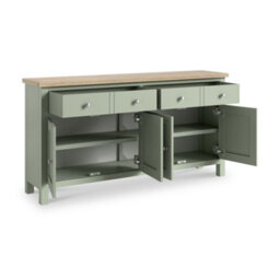 Farro Sage Extra Large Sideboard With Washed Oak Top - Fully Assembled - By Roseland Furniture - thumbnail 3