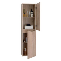 Plum&clay Eden Light Oak Wall Mounted Tall Bathroom Storage Unit Right Hand Hinge - thumbnail 2