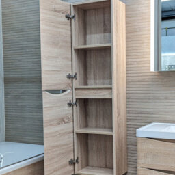 Plum&clay Eden Light Oak Wall Mounted Tall Bathroom Storage Unit Right Hand Hinge - thumbnail 4
