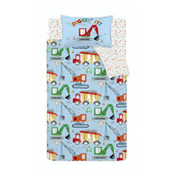 Catherine Lansfield Kids Digger Dreams Reversible Single Duvet Cover Set With Pillowcase Blue - thumbnail 5