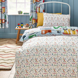 Catherine Lansfield Kids Digger Dreams Reversible Single Duvet Cover Set With Pillowcase Blue - thumbnail 2