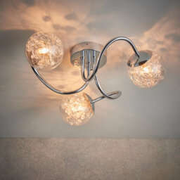Anson Lighting Lottie 3Lt Semi Flush Light Finished In Chrome Plate With Clear Glass And Chrome Wire - thumbnail 1