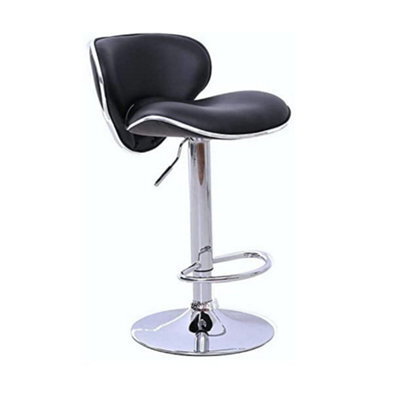 Evre Black Bar Stool Faux Leather Adjustable Height With Swivel Seat For Pub Kitchen Reception - image 1