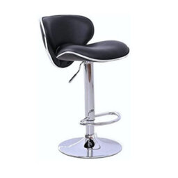 Evre Black Bar Stool Faux Leather Adjustable Height With Swivel Seat For Pub Kitchen Reception - thumbnail 1
