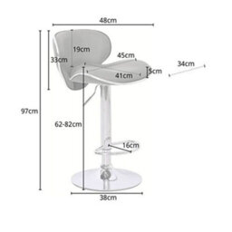 Evre Black Bar Stool Faux Leather Adjustable Height With Swivel Seat For Pub Kitchen Reception - thumbnail 6