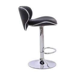 Evre Black Bar Stool Faux Leather Adjustable Height With Swivel Seat For Pub Kitchen Reception - thumbnail 2