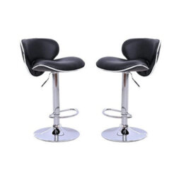 Evre Black Bar Stool Faux Leather Adjustable Height With Swivel Seat For Pub Kitchen Reception - thumbnail 9