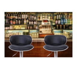 Evre Black Bar Stool Faux Leather Adjustable Height With Swivel Seat For Pub Kitchen Reception - thumbnail 8