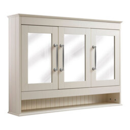 Homestylestore 1050 X 750mm Antique White Wall Mounted Mirrored Door Bathroom Cabinet And Chrome T Bar Handles