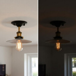 Industrial Vintage Semi Flush Mount Ceiling Lights Metal Satin Nickel Shade E27 Holder For Kitchen, Living Room, Hallway - thumbnail 5