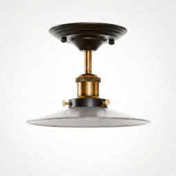 Industrial Vintage Semi Flush Mount Ceiling Lights Metal Satin Nickel Shade E27 Holder For Kitchen, Living Room, Hallway - thumbnail 7