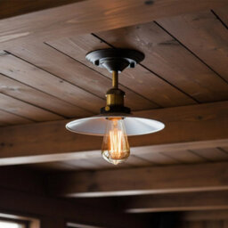 Industrial Vintage Semi Flush Mount Ceiling Lights Metal Satin Nickel Shade E27 Holder For Kitchen, Living Room, Hallway - thumbnail 2