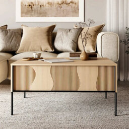 Arte Flow 6 Coffee Table 100Cm - Oak Vincenza & Black Modern Table With Drawer Storage - thumbnail 1