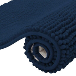 K Collection Chenille Bath Mat Navy (60Cm X 40Cm)