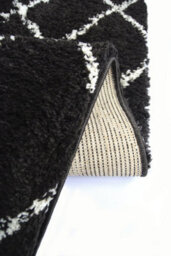 Melrose Shaggy Nomadic Black White Patterned Lines Indoor Large Area Rug 160/230Cm - thumbnail 3