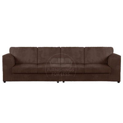 Furnishings For Less UK Luxor Long Fabric Jumbo Cord 4 Seater Sofa - Full Back Chocolate - image 1