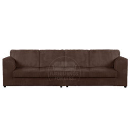 Furnishings For Less UK Luxor Long Fabric Jumbo Cord 4 Seater Sofa - Full Back Chocolate - thumbnail 1