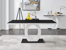 Furniturebox Uk Giovani 6 Black Dining Table & 6 Navy Velvet Milan Black Leg Chairs - thumbnail 2