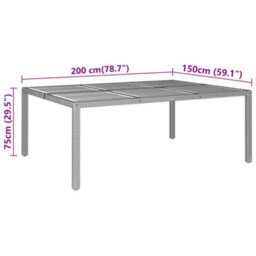 Berkfield Garden Table 200X150X75 Cm Acacia Wood And Poly Rattan Grey - thumbnail 5