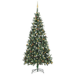 Berkfield Artificial Christmas Tree With Leds&ball Set 210 Cm - thumbnail 1