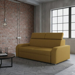 Oslo M3 3 Seater Sofa With Adjustable Headrests No Bed Function Upholstered Modern Freestanding Couch Various Colours Yellow - thumbnail 1