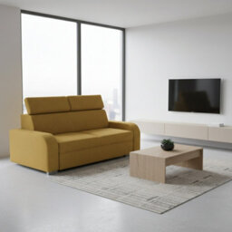 Oslo M3 3 Seater Sofa With Adjustable Headrests No Bed Function Upholstered Modern Freestanding Couch Various Colours Yellow - thumbnail 3