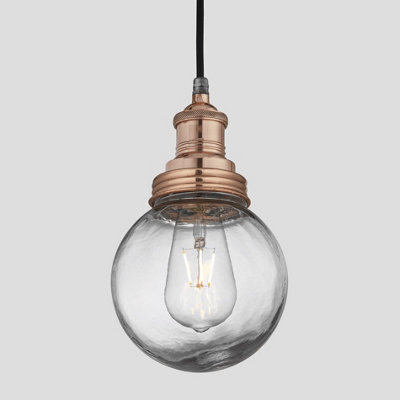 Industville Brooklyn Outdoor & Bathroom Pendant, Copper Holder, Copper Ring, Globe Glass - image 1