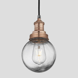 Industville Brooklyn Outdoor & Bathroom Pendant, Copper Holder, Copper Ring, Globe Glass - thumbnail 1