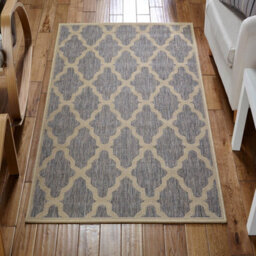 Modern Easy To Clean Anti-Slip Geometric Flatweave Grey Brown Rug For Dining Rug-160Cm X 225Cm - thumbnail 1