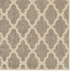 Modern Easy To Clean Anti-Slip Geometric Flatweave Grey Brown Rug For Dining Rug-160Cm X 225Cm - thumbnail 3