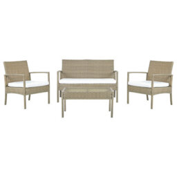Beliani Sofa Set With Table Marsala Pe Rattan Light Brown - thumbnail 1