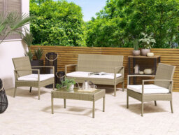 Beliani Sofa Set With Table Marsala Pe Rattan Light Brown - thumbnail 2