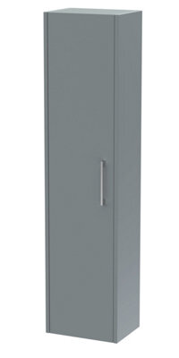 Hudson Reed Juno Wall Hung Tall Storage Cabinet With Soft Close Door, Coastal Grey, 1433 X 350 mm - image 1