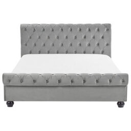 Beliani Bed Velvet Avallon 160 X 200 Cm (Eu King Size) Grey - thumbnail 5