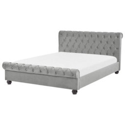 Beliani Bed Velvet Avallon 160 X 200 Cm (Eu King Size) Grey - thumbnail 1
