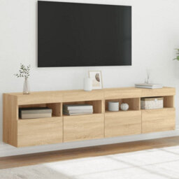 Berkfield Tv Wall Cabinets With Led Lights 2 Pcs Sonoma Oak 80X30X40 Cm - thumbnail 1