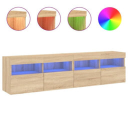 Berkfield Tv Wall Cabinets With Led Lights 2 Pcs Sonoma Oak 80X30X40 Cm - thumbnail 2