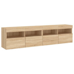 Berkfield Tv Wall Cabinets With Led Lights 2 Pcs Sonoma Oak 80X30X40 Cm - thumbnail 3