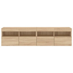 Berkfield Tv Wall Cabinets With Led Lights 2 Pcs Sonoma Oak 80X30X40 Cm - thumbnail 9