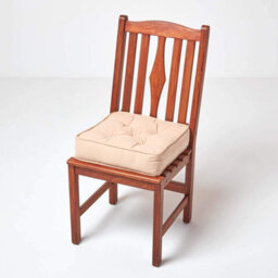Homescapes Taupe Beige Cotton Dining Chair Booster Cushion - thumbnail 7