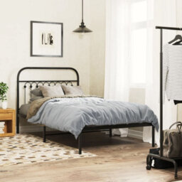 Berkfield Metal Bed Frame Without Mattress With Headboard Black 100X190Cm - thumbnail 1