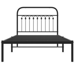 Berkfield Metal Bed Frame Without Mattress With Headboard Black 100X190Cm - thumbnail 4